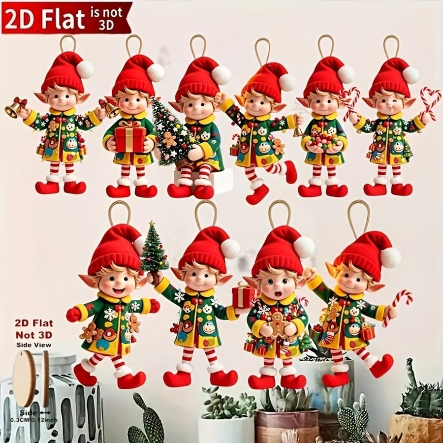Christmas Tree Artificial - 1/5/10/20/50/100pcs 2D Flat, 10 buah—Sempurna untuk